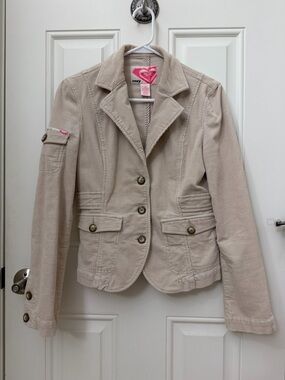 Y2K Roxy Beige Corduroy Blazer Jacket